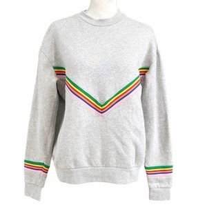 Etre CECILE GREY RAINBOW COTTON BOYFRIEND CREWNECK SWEATSHIRT - XS